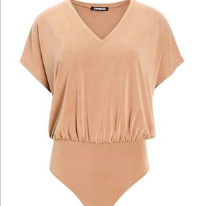 NWOT EXPRESS Silky Sueded Jersey V-Neck Thong Bodysuit